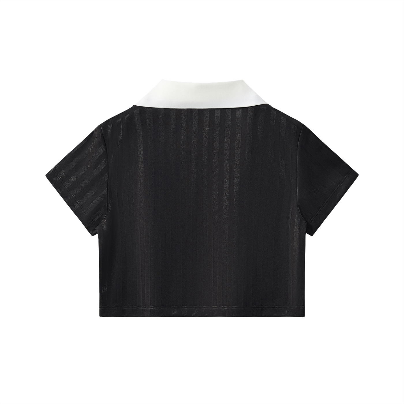 Birdcage Contrast Collar Striped Cropped Jersey